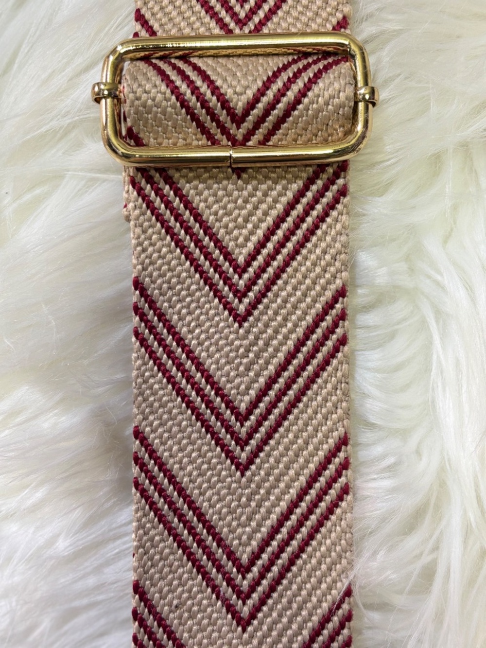NWOT [Pom Pom · London] Leather Tan & Gold Chevron Crossbody Bag | Mauve Purse - Picture 11 of 16